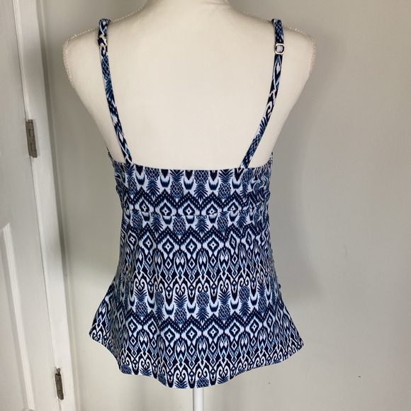 Kona Sol Blue Ikat Print Tankini Top Size Large - Picture 6 of 7